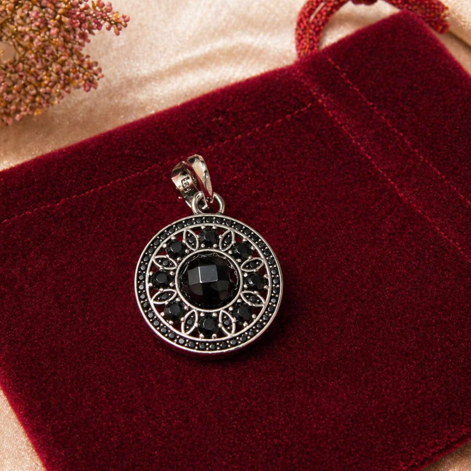 Filigree Style Round Charm Silver Pendant - Image 4