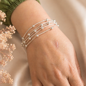 Multi-Strand Sterling Silver Beaded Bracelet