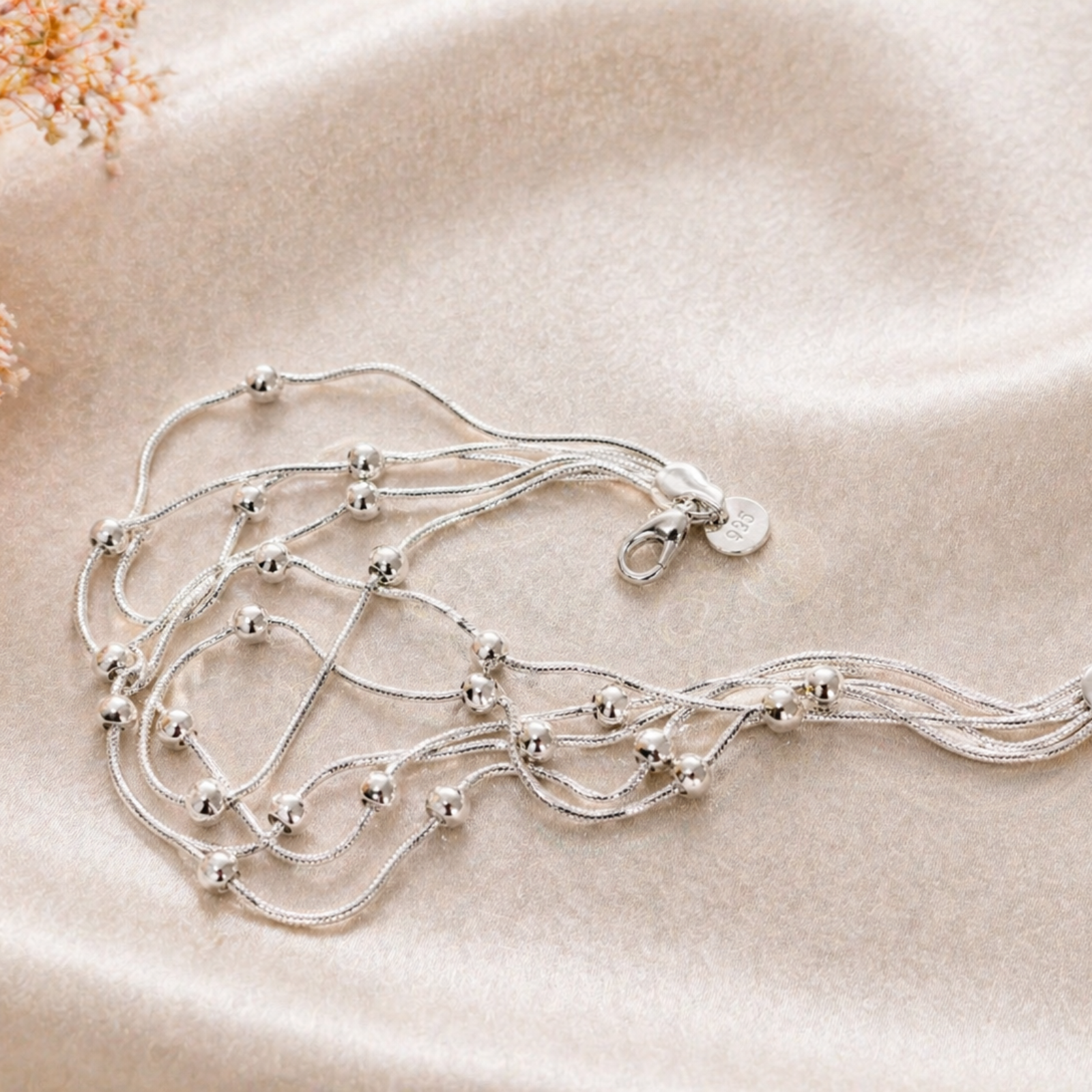 Multi-Strand Sterling Silver Beaded Bracelet - Image 3