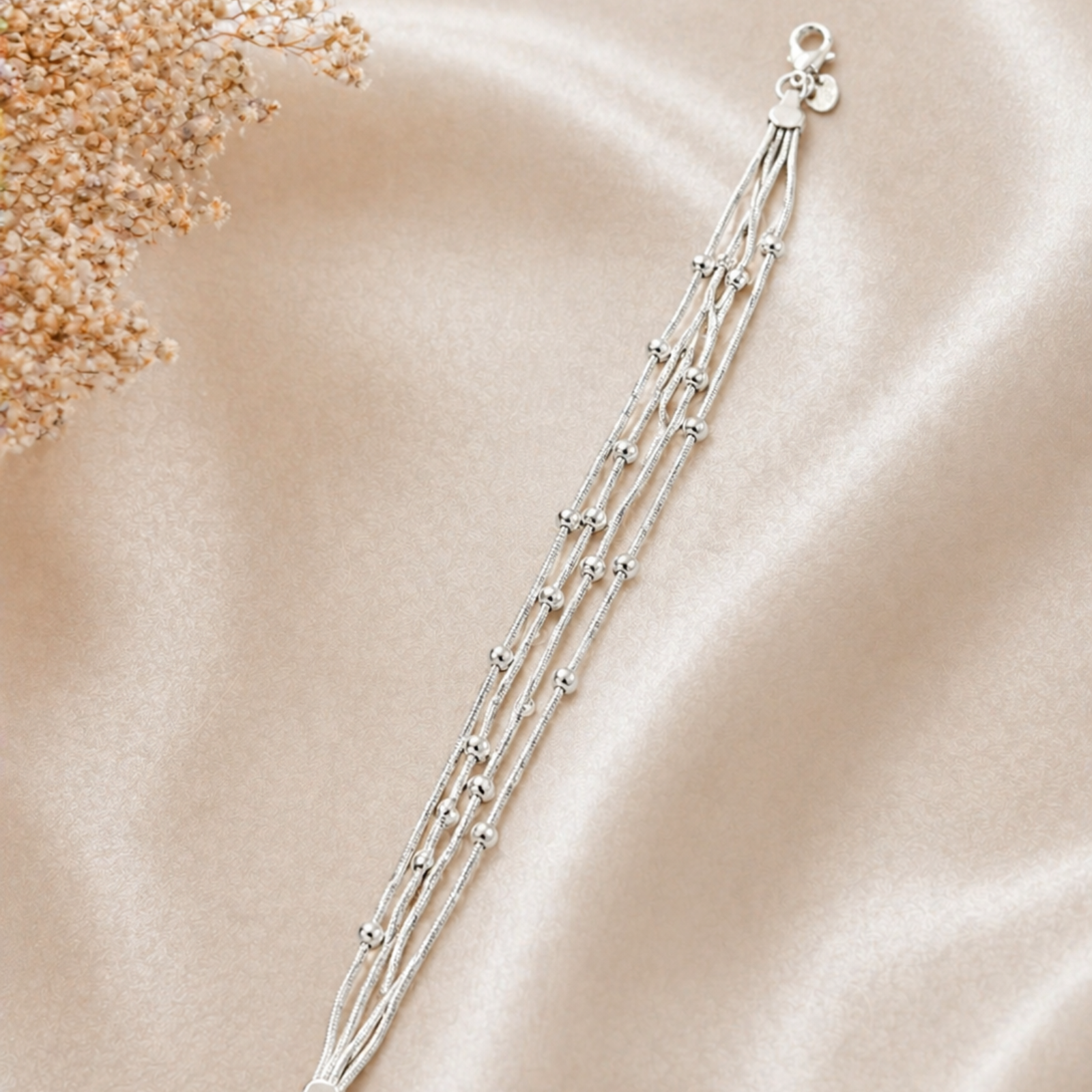 Multi-Strand Sterling Silver Beaded Bracelet - Image 4