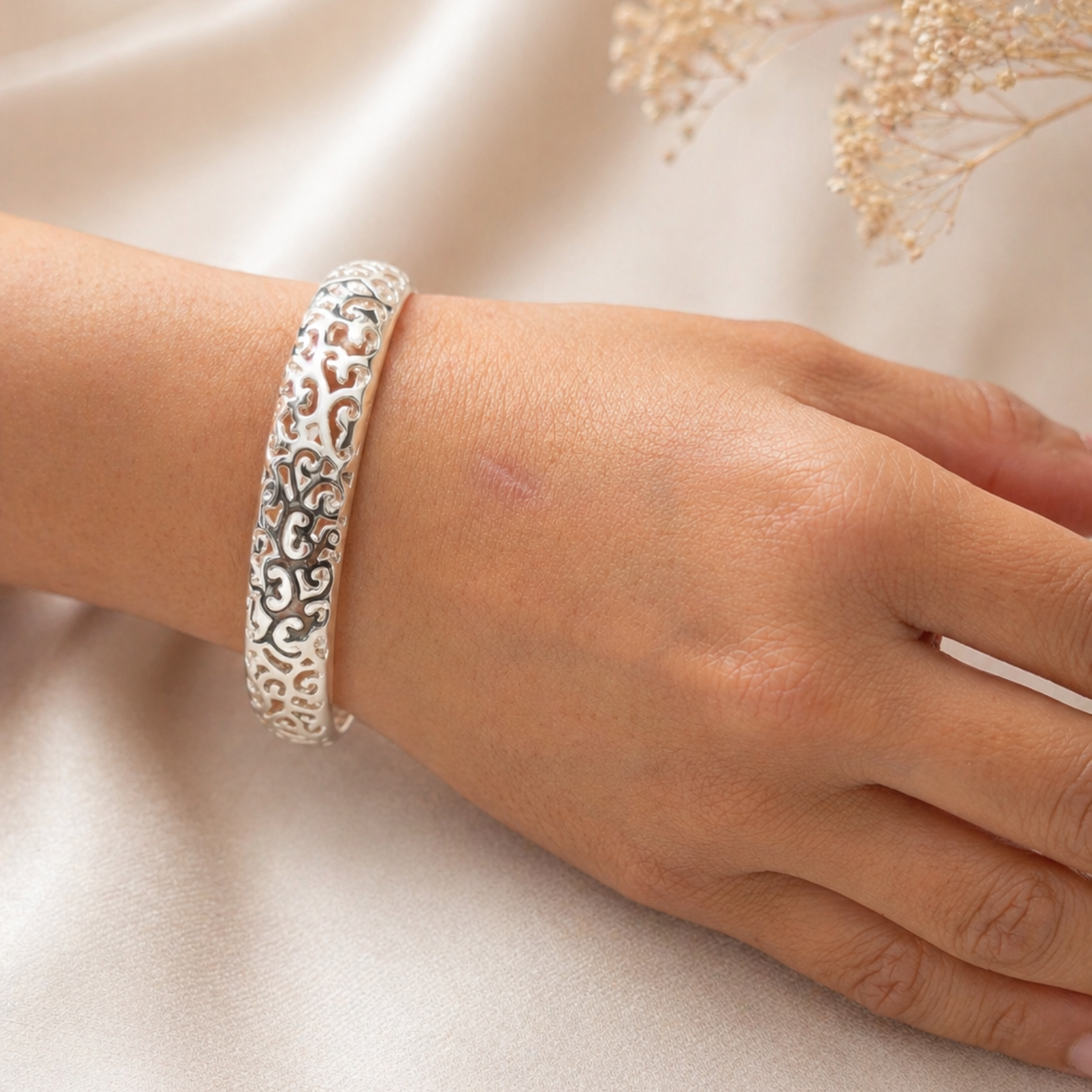 Sterling Silver Filigree Cuff Bracelet - Image 2