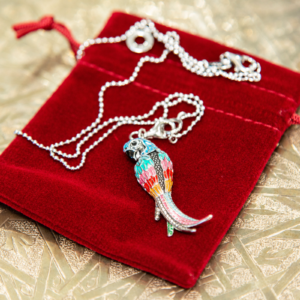 Handmade Enamel Parrot Charm Necklace