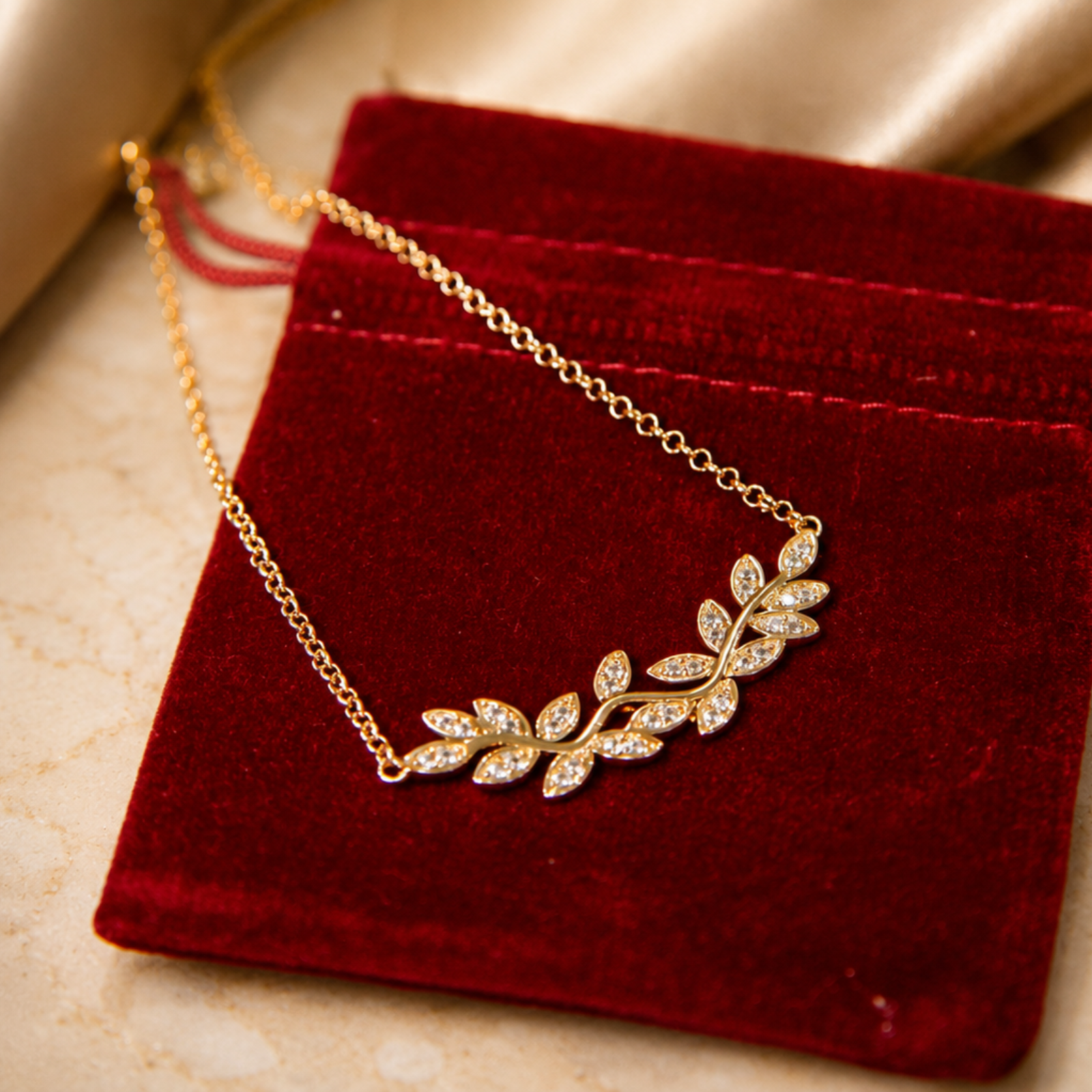 Rose Gold Leaf Silver Necklace
