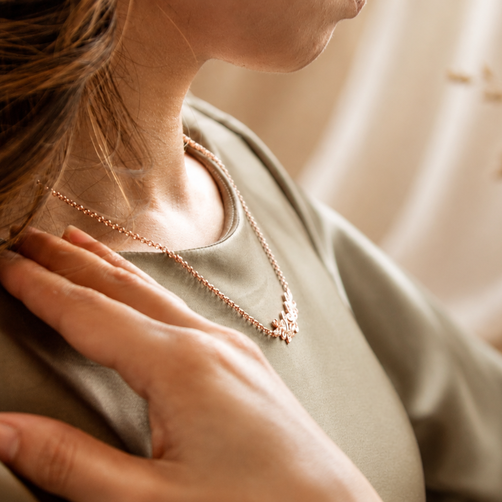 Rose Gold Leaf Silver Necklace - Image 2
