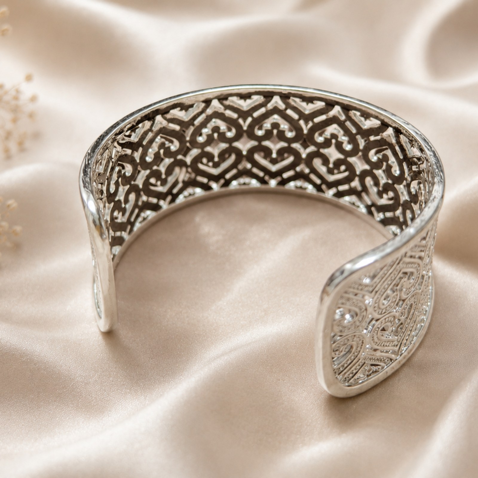 Sterling Silver Heart Cuff Bracelet - Image 3