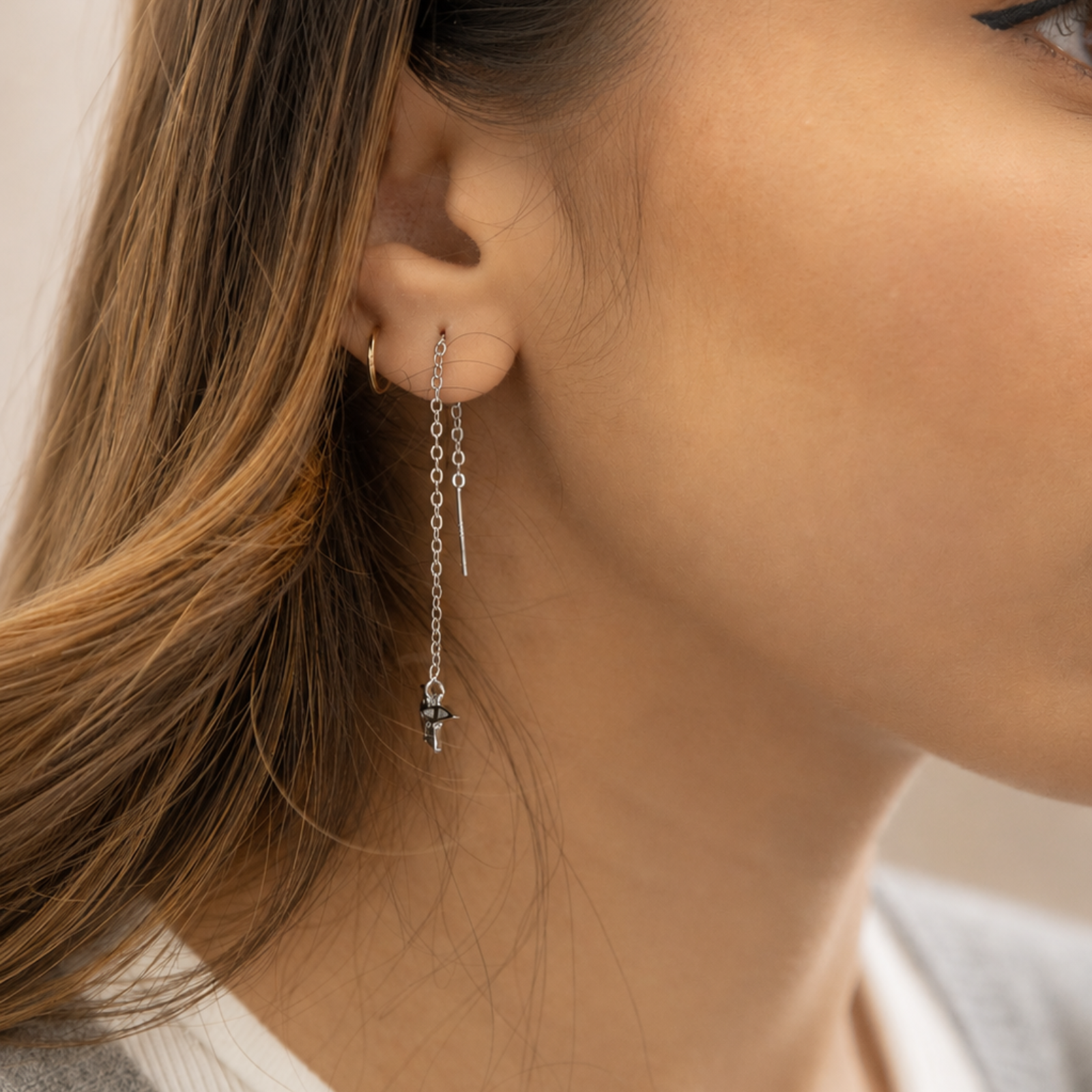 Origami Bird Threader Earrings - Image 3