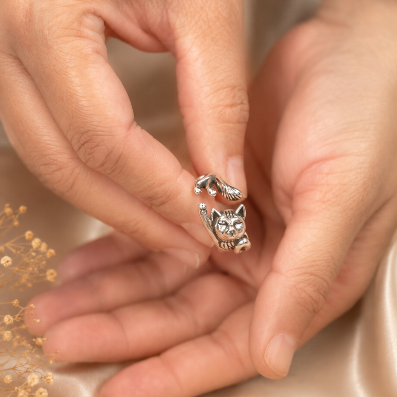 Sterling Silver Cat Wrap Ring - Image 3