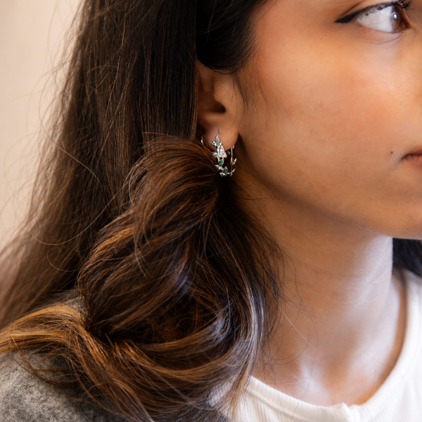 Leaf Vine Hoop Earrings - Image 3