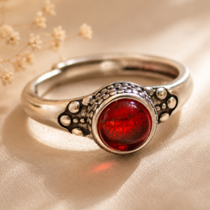 Red Stone Silver Ring