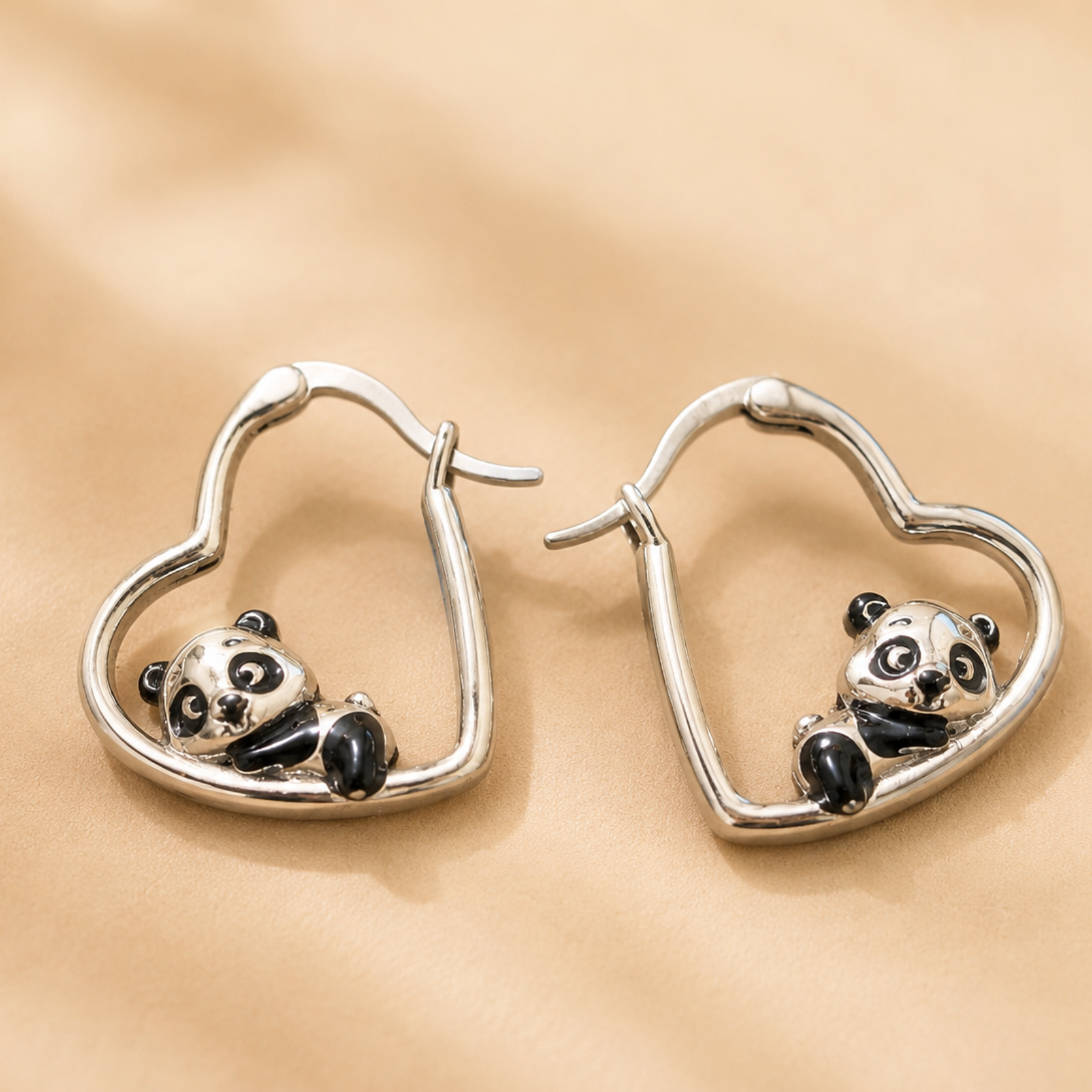 Panda Heart Hoop Earrings - Image 2