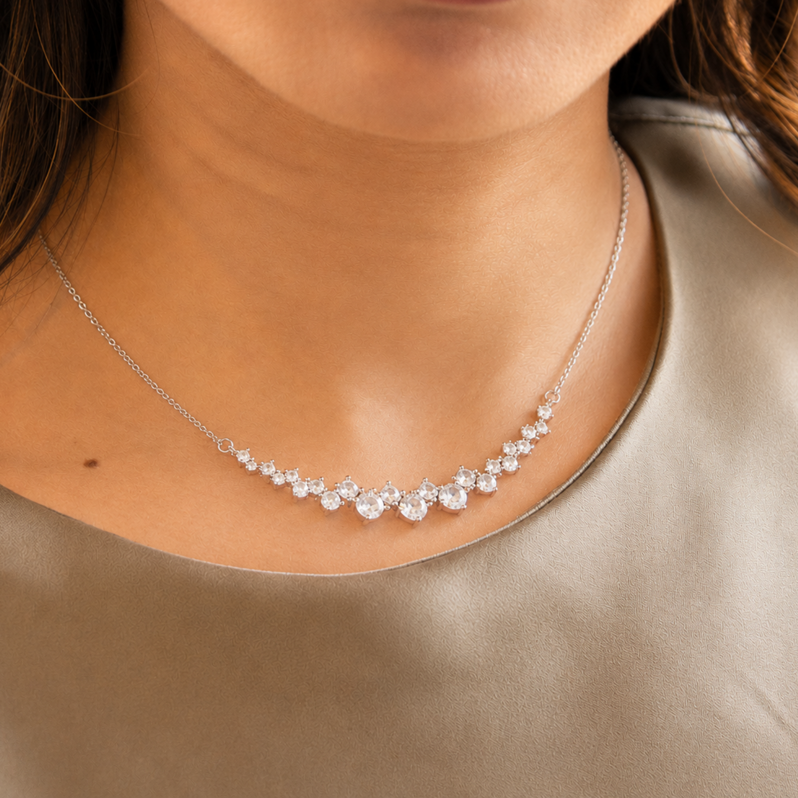 Sterling Silver Crystal Vine Necklace - Image 2