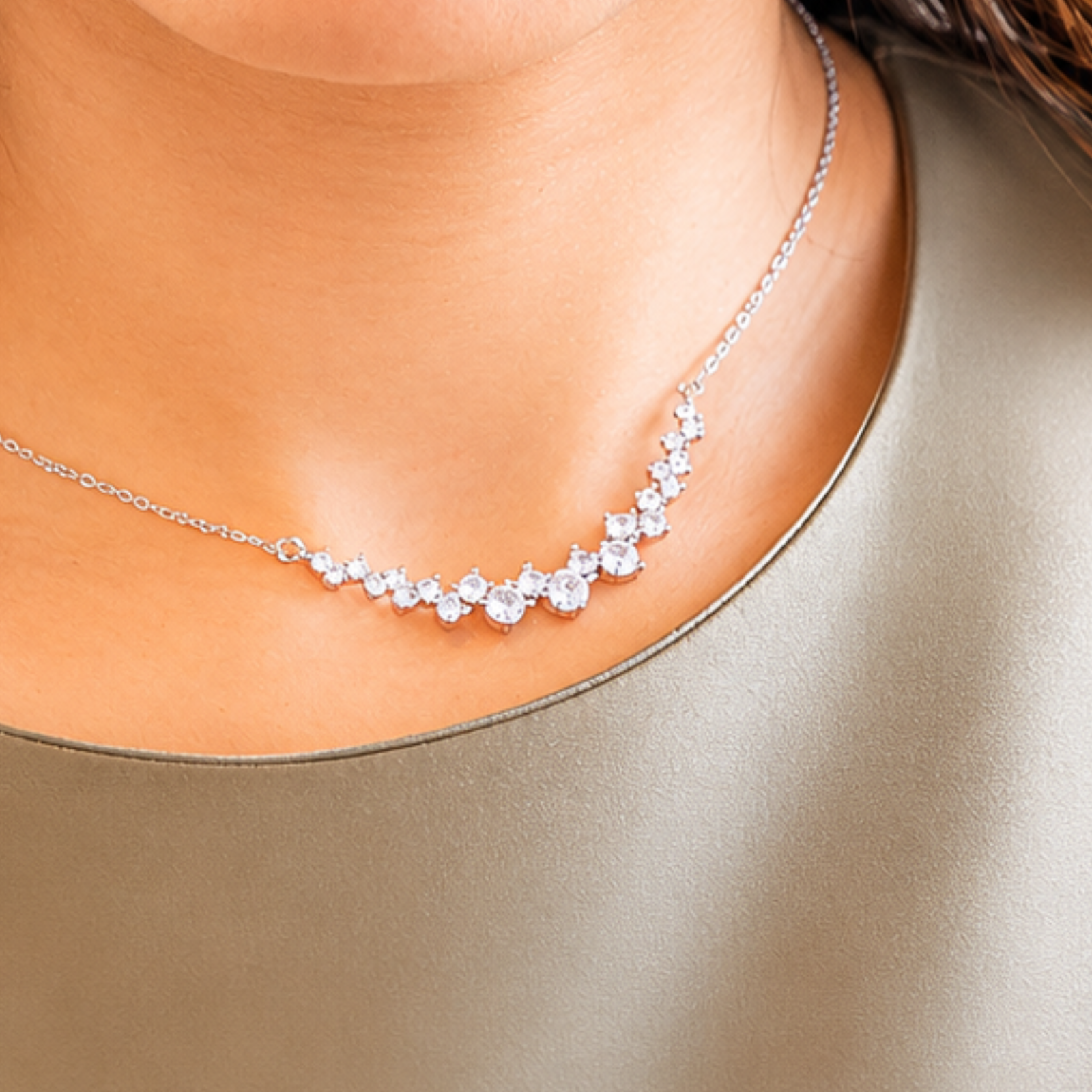 Sterling Silver Crystal Vine Necklace - Image 3
