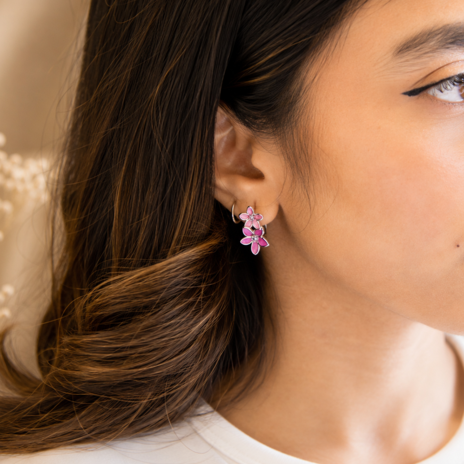 Blossom Pink Hoop Earrings - Image 2