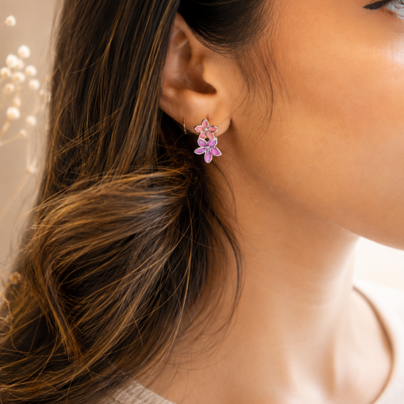 Blossom Pink Hoop Earrings - Image 3