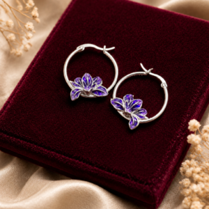 Violet Bloom Hoop Earrings